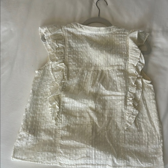 White Ruffle Button-Down Blouse - Picture 4 of 4